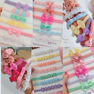 Kit de Laços para bebês na tiarinha meia de seda,  kit para pra enxoval de maternidade, lacinhos, meninas em Oferta na Shopee