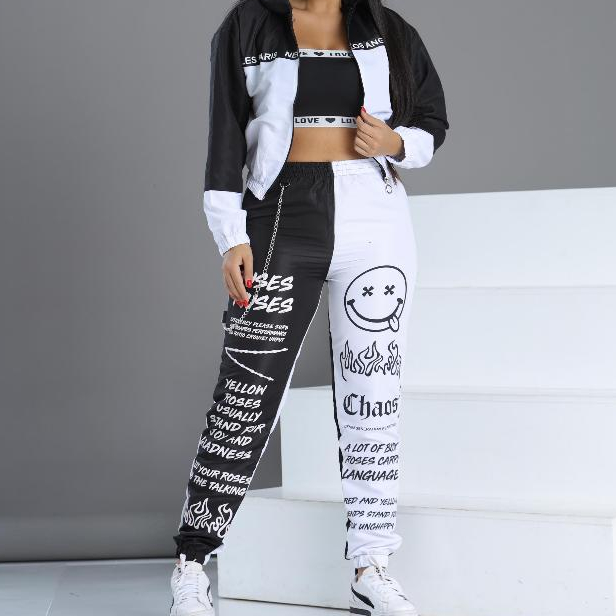 CONJUNTO JOGGER FEMININA TACTEL SMILE COM CORRENTE MODA GRINGA 2024 em Oferta na Shopee