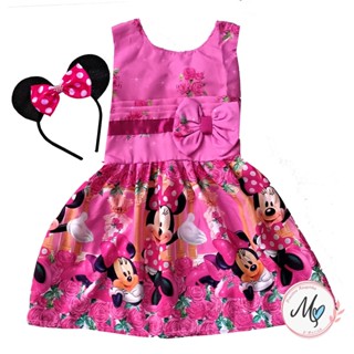 Vestido Minnie Minie Rosa Infantil Temático Menina Festa em Oferta na Shopee