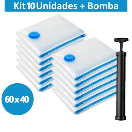 Kit 10 Saco a Vacuo Organização de Roupas Mala Viagem Guarda Roupa Com bomba de ar