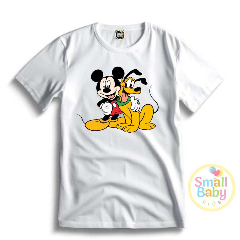 Camiseta/camisa Infantil/Juvenil Mickey Mouse e Pluto  Em Algodão