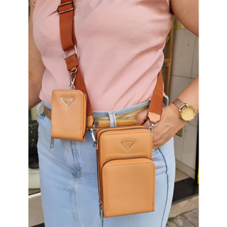 Bolsa carteira porta-celular 3zíper 3divisórias  tiracolo alça transversal ajustável porta-cartões com bolsinha de moeda em Oferta na Shopee