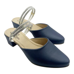 Scarpin Mule 2 em 1 Feminino Sapato Social Bico Fino Feminino Scarpan Mule Salto Baixo 060