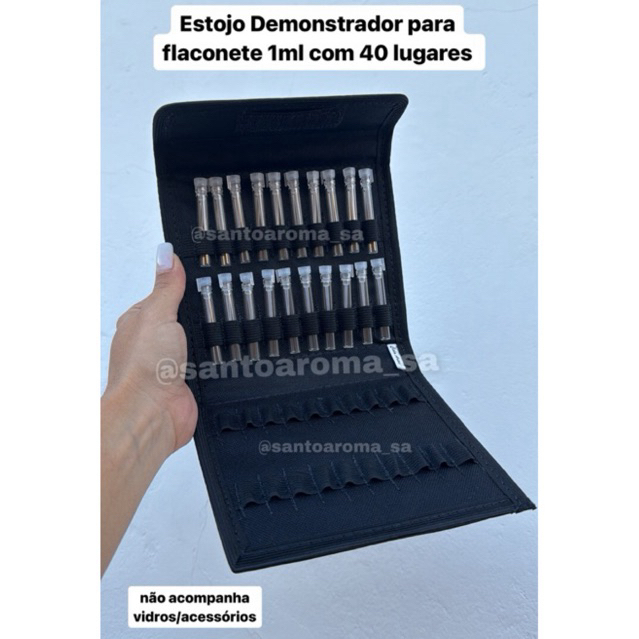 Maleta Estojo Demonstrador para 40 flaconetes de 1ml - demonstrador de perfume