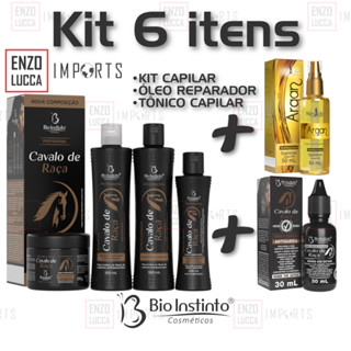 Kit 6 itens Cavalo de Raça + Óleo Supreme Argan 50ml + Tônico capilar 30ml Força, Hidratação e Crescimento em Oferta na Shopee