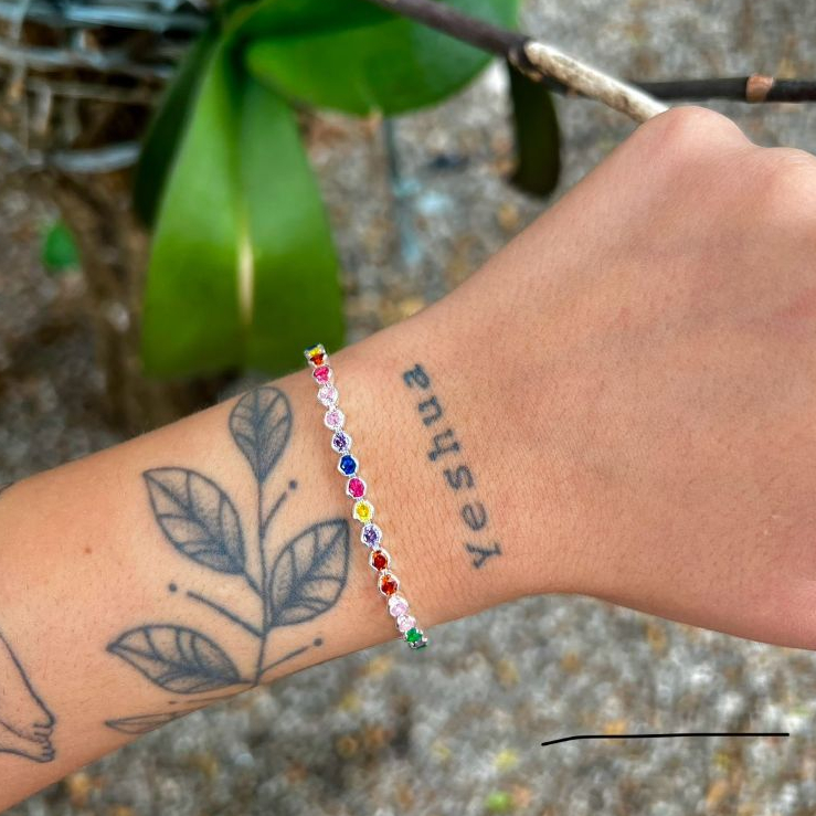 Pulseira Feminina Riviera Cravejada com Zircônias Coloridas a Prata 925 em Oferta na Shopee