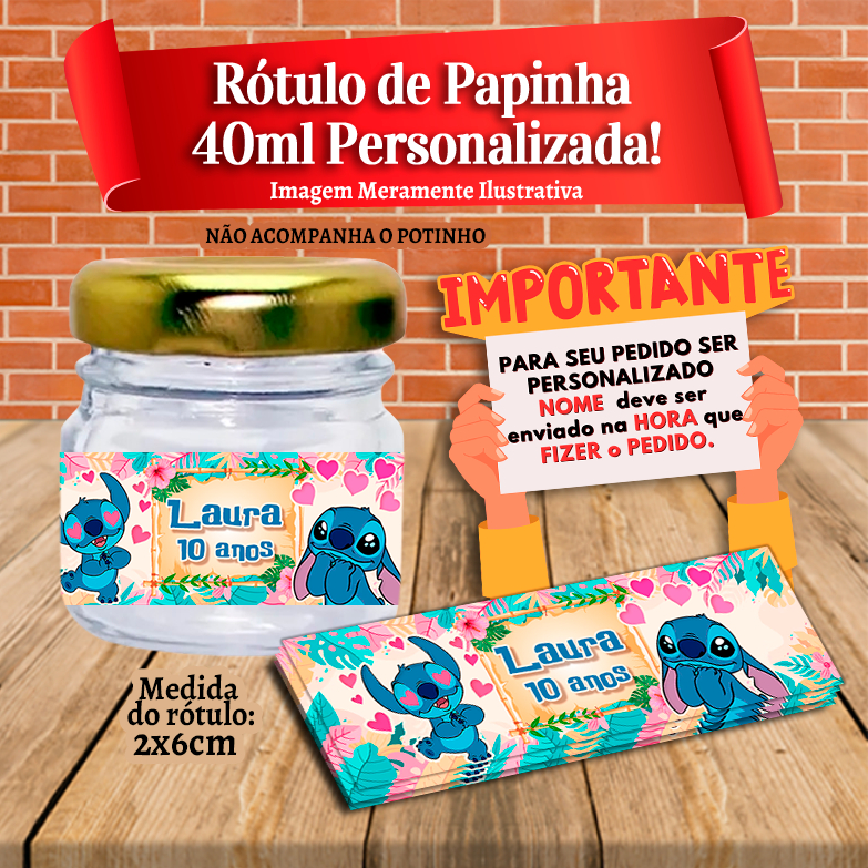 Rótulos adesivos para Papinhas 40ml 40g Stitch