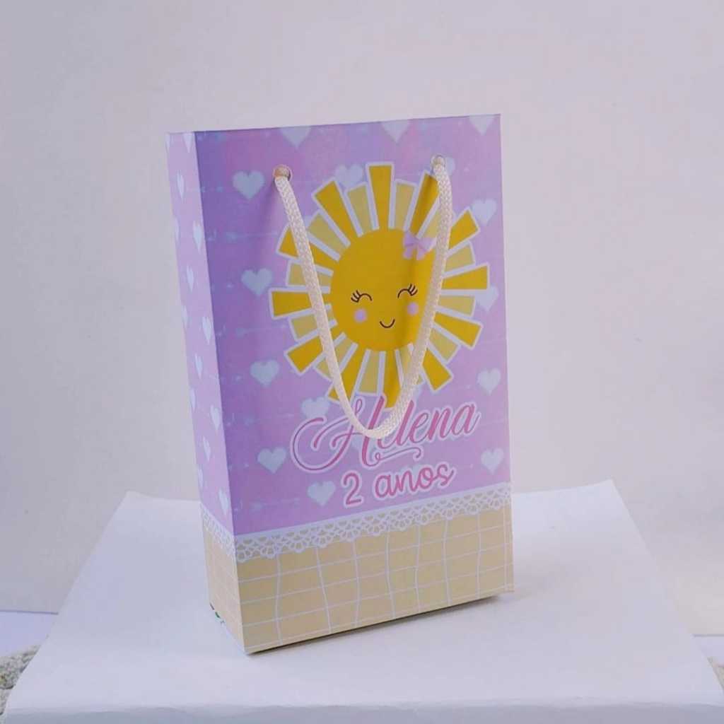 Kit Sacolinha Surpresa Festa Infantil Personalizados RAIO DE SOL  | Lembrancinhas | Aniversário | PEGUE E MONTE