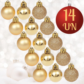 Kit 14 Bolinhas De Natal 3cm Fosca Glitter Lisa Enfeites