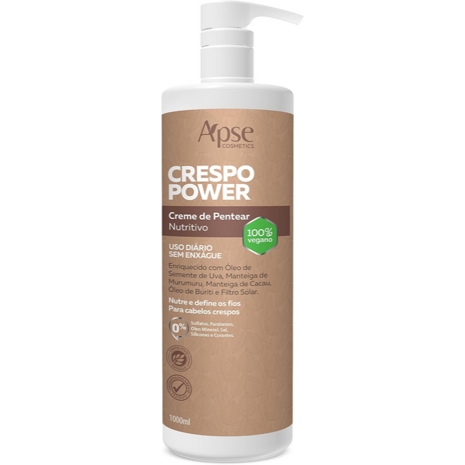 Apice Apse Creme de Pentear Nutritivo Crespo Power Nutrição Proteção Térmica Filtro Solar 1L
