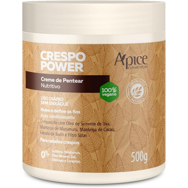 Apse Apice Creme de Pentear Nutritivo Crespo Power Hidratação Proteção Térmica 500g em Oferta na Shopee