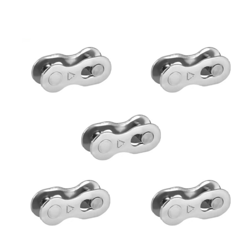 Kit de 5 Power links 6V/7V/8V Cromados Bike NIPARTE para Correntes Index Fina de Bicicletas de 18V/21V/24 Velocidades