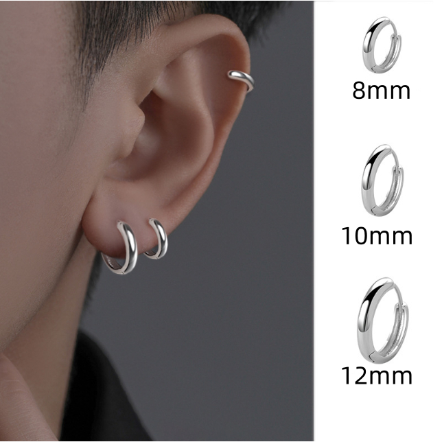 Brinco Argola Punk Rock Ródio Aço Inoxidável Círculo Para  Feminino e Masculino