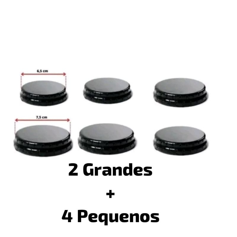 Kit 6 tampas espalhadores para Boca de Fogão Esmaltec Caribe, Bali, 4 pequenas /2 Grandes