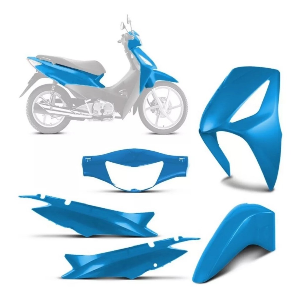 Kit Carenagem 4 Peças Biz 125 2006 Azul Saíra