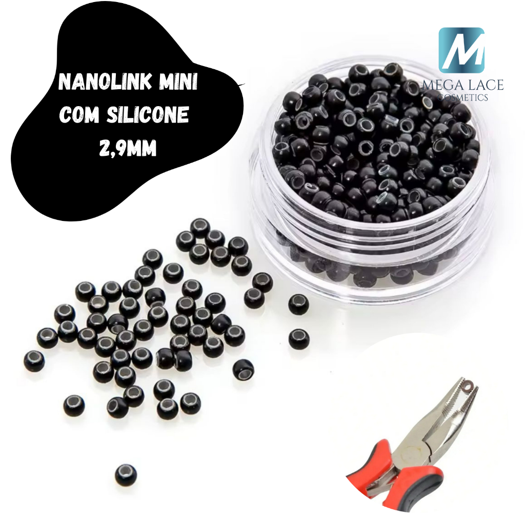 Nanolink MINI (2,9mm) com Silicone para Mega Hair (200 peças) em Oferta na Shopee