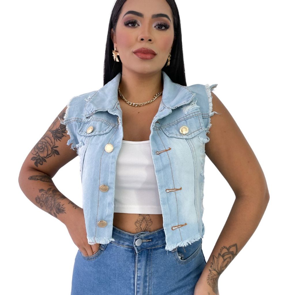 Colete em Jeans Feminino estiloso