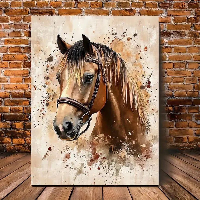 Quadro cavalo caramelo marron 1 tela decoração peão rodeio boiadeira contry cowboy raça machador