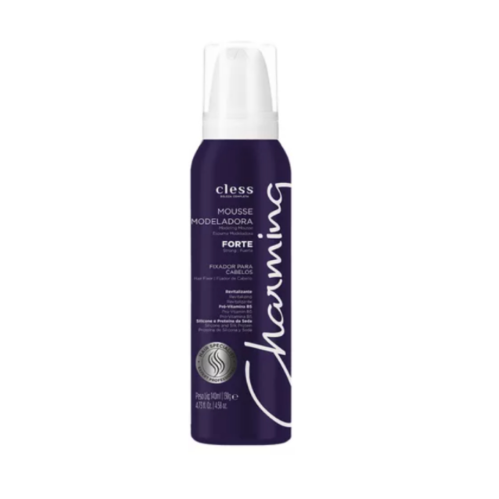 Mousse Modeladora Charming Forte 140ml fixação forte duradoura ideal para modelar e definir o cabelo
