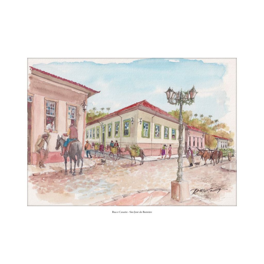 Pintura em Aquarela | Rua e Casario - São José do Barreiro | Quadro Decorativo | A4