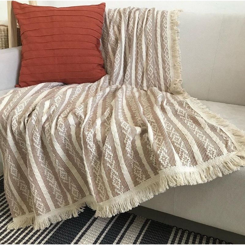 Manta Decorativa Queen Estampada Casa Cama Posta Cobre Leito Sofa 220x260 Trabalhada Algodao Macia Ideia Presente Mae Esposa Sogra Casal Tio Pai Avo Padrasto Marido Esposo Irmao