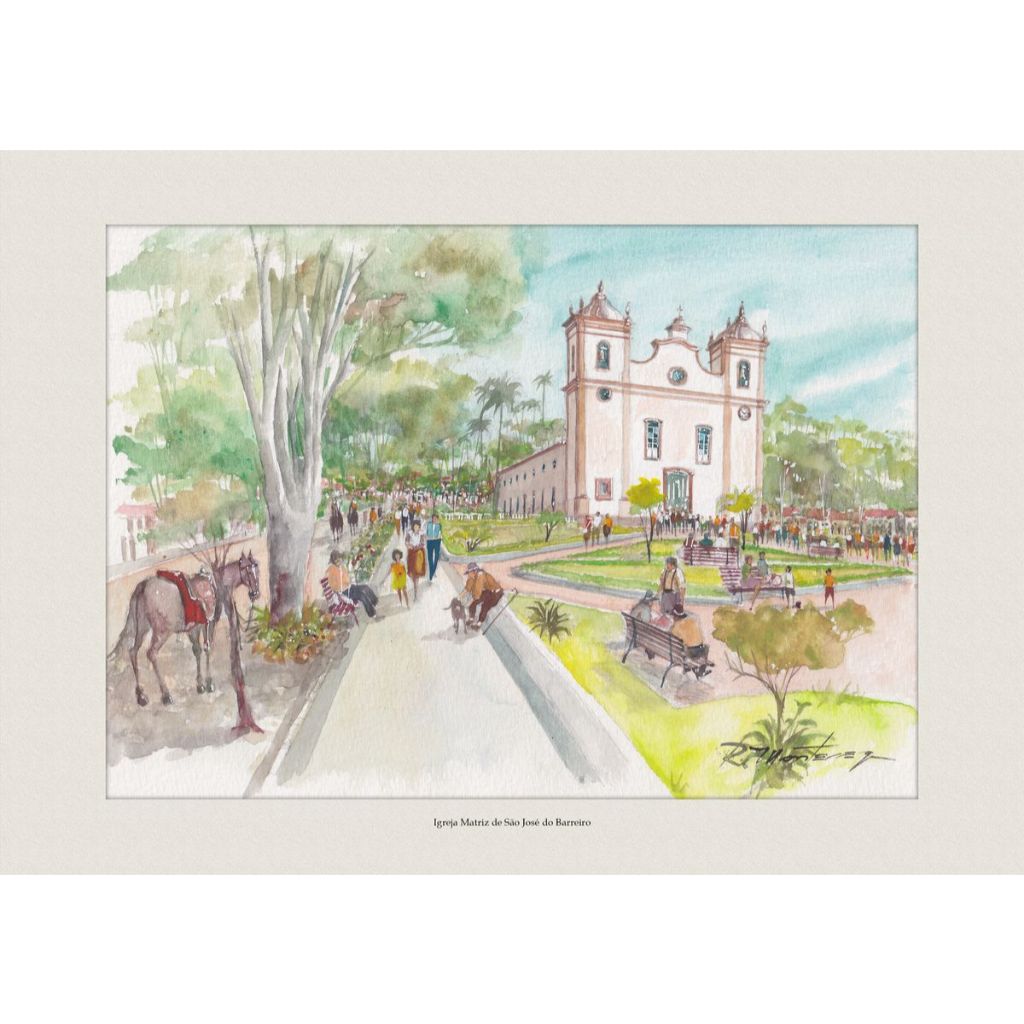Pintura em Aquarela | Igreja Matriz de São José do Barreiro | Quadro Decorativo | A4
