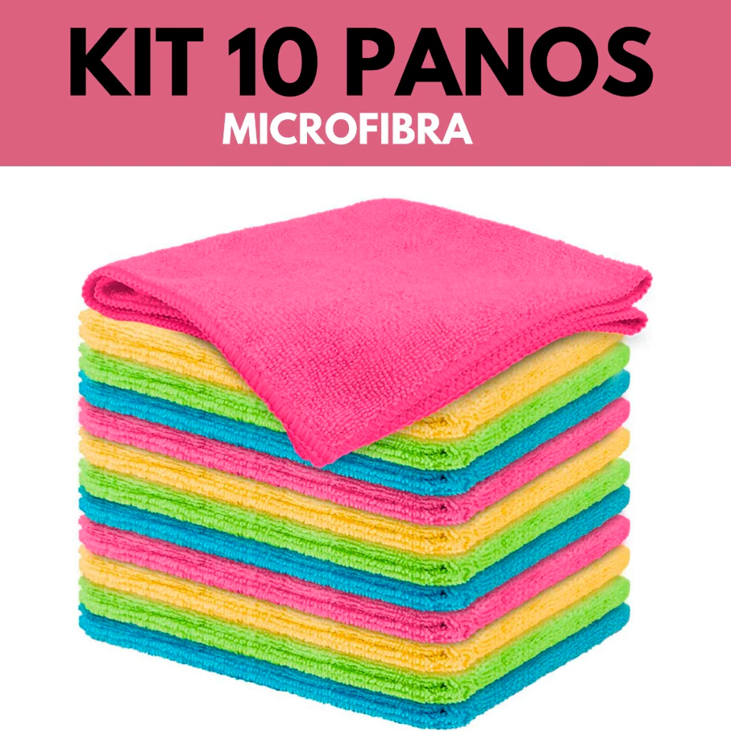 Kit 10 Pano Microfibra flanela microfibra pano de limpeza