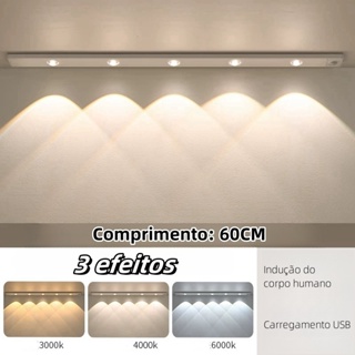 60cm Luz 3Cores Regulável Led Luminária USB Recarregável Lâmpada Sensor De Movimento Luz Noturna Iluminação -F9 em Oferta na Shopee