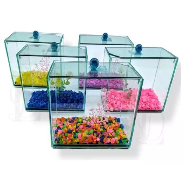 Aquário retangular 17x09x13 Beteira Decorado Pedras Planta Artificial Tubular Peixe ornamental betas em Oferta na Shopee