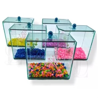 Aquário retangular 17x09x13 Beteira Decorado Pedras Planta Artificial Tubular Peixe ornamental betas em Oferta na Shopee