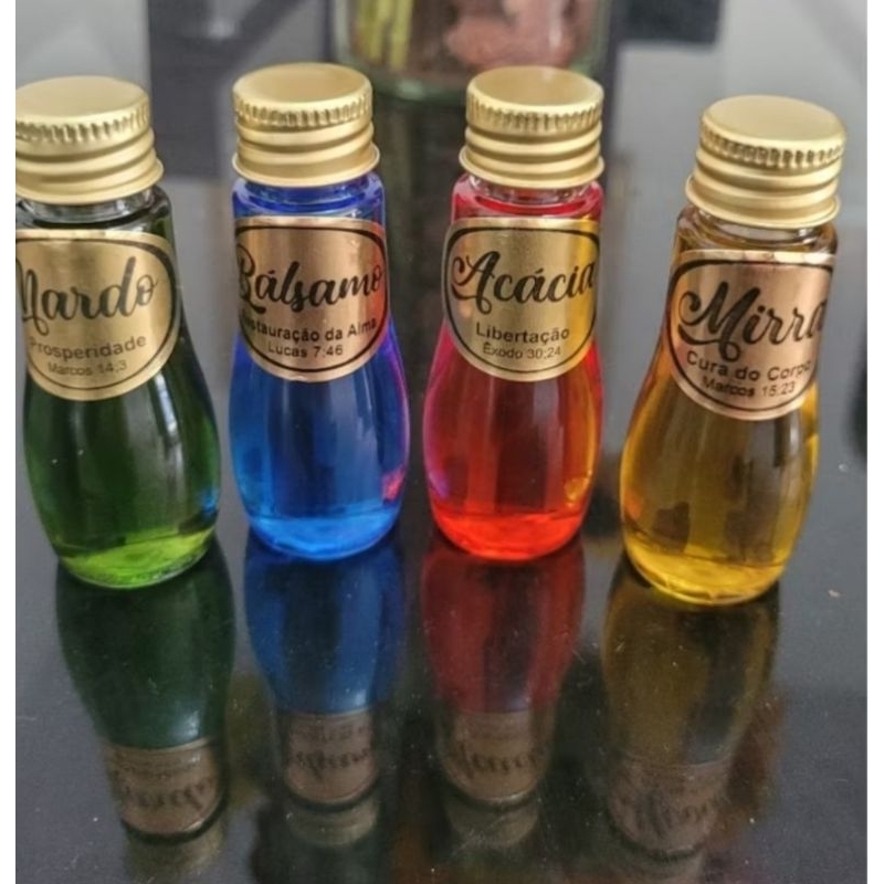 Kit Com 4 Unidades Óleo de Unção de Essências Mirra Nardo Acácia e Bálsamo 30ml em Oferta na Shopee