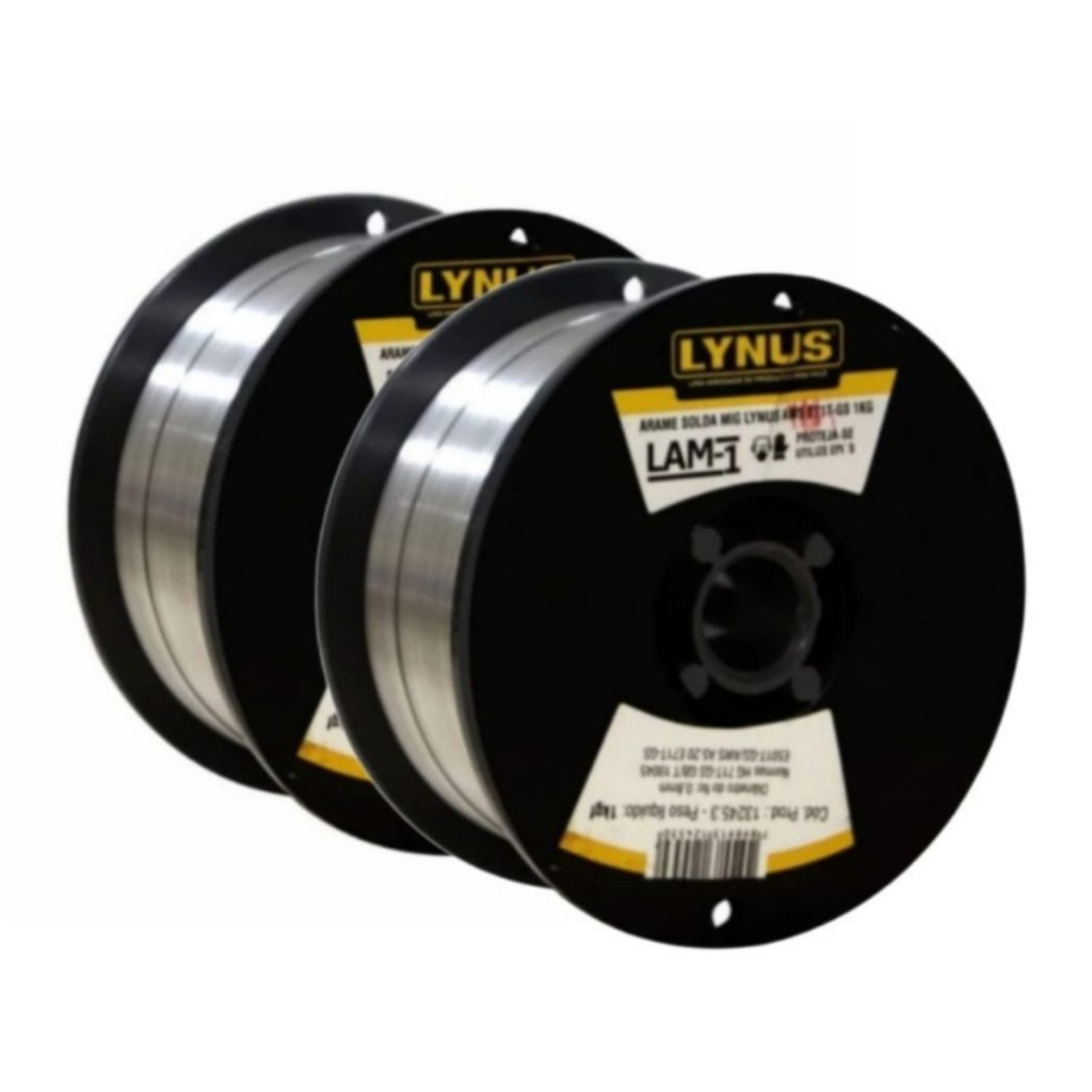 KIT 2 UNIDADES ARAME SOLDA MIG SEM GAS LYNUS 1KG 0,8mm