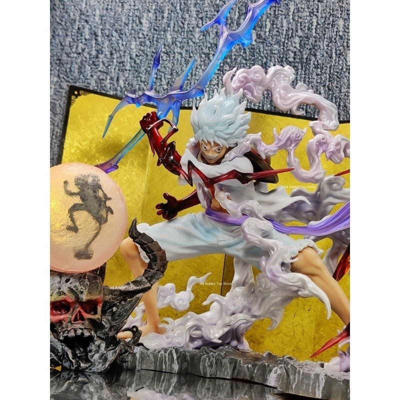 Luffy Gear 5 Nika Com LED em Tamanho Gigante - 28cm de Pura Ação One Piece Action Figure Boneco