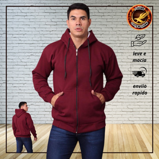 Blusa Moletom Masculino Canguru Casaco Com Ziper Capuz Forrado E Bolsos Flanelado em Oferta na Shopee