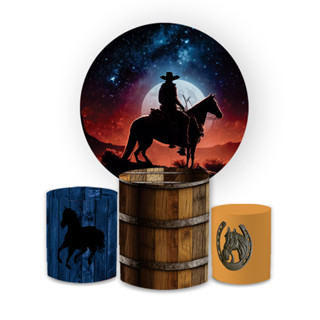 Kit Painel 1,5 x 1,5 +Trio Capas Cilindros P M G Festa Sublimado Decoração Elegante Cenário Banner Cavalo em Oferta na Shopee