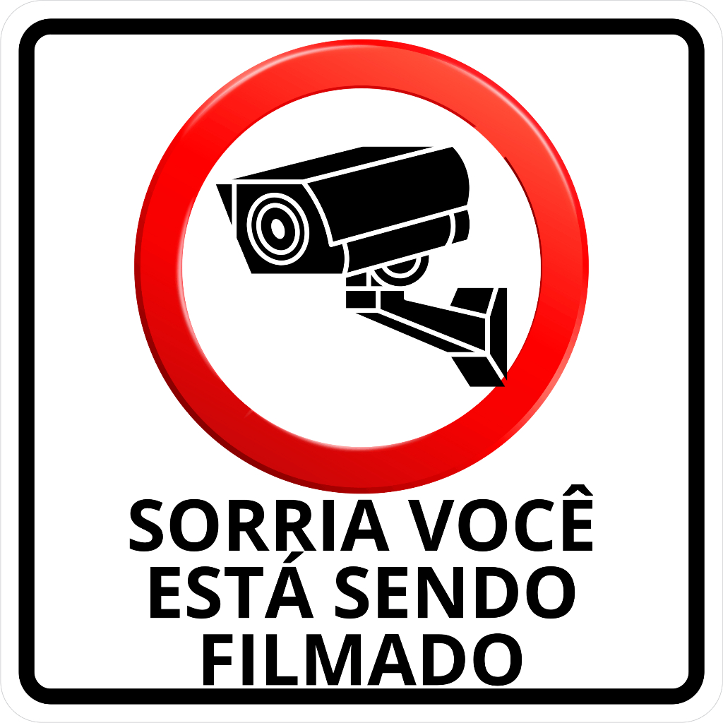 ADESIVO PLACA AVISO SINALIZAÇÃO ATENÇÃO SORRIA VOCE ESTA SENDO FILMADO QUADRADA 10 CM 15 CM OU 20 CM DIAMETRO ADESIVO AUTO COLANTE AMBIENTE INTERNO E EXTERNO FACIL APLICAÇÃO A PROVA DE AGUA LOJA COMERCIO INDUSTRIA ESCRITORIO BAR RESTAURANTE  RESIDENCIA