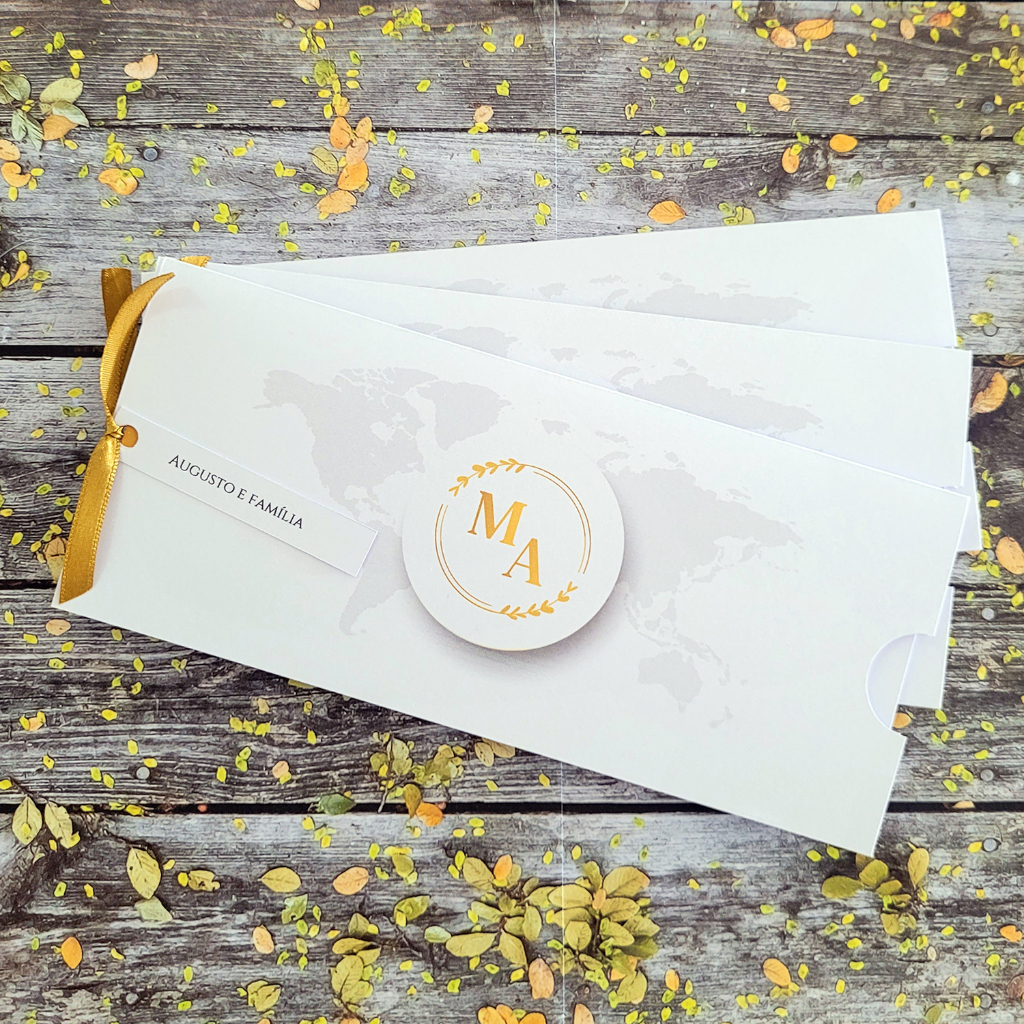 Convites de Casamento | Passagem Aérea | Envelope Branco