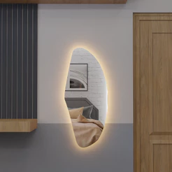 Espelho Organico Com Led E23 115cmx50cm Luz Branca e Amarela Sala Quarto Salão