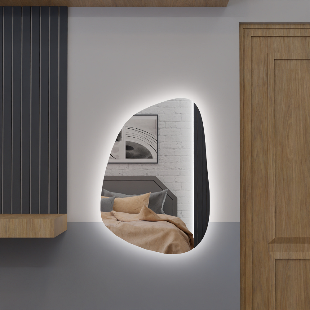 Espelho Organico Com Led E16 Luz Branca e Amarela Sala Quarto Salão