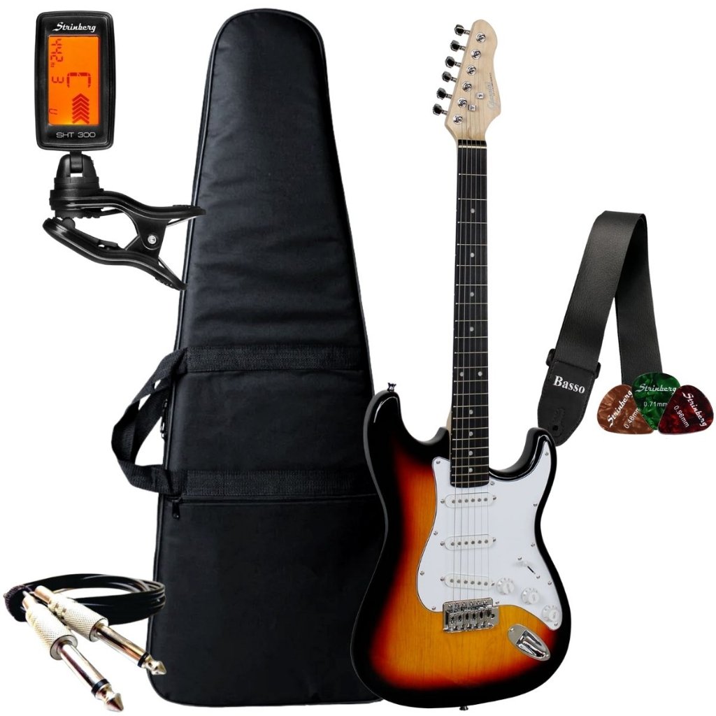 Guitarra Elétrica Stratocaster Estudante Iniciante + Kit De Acessórios em Oferta na Shopee