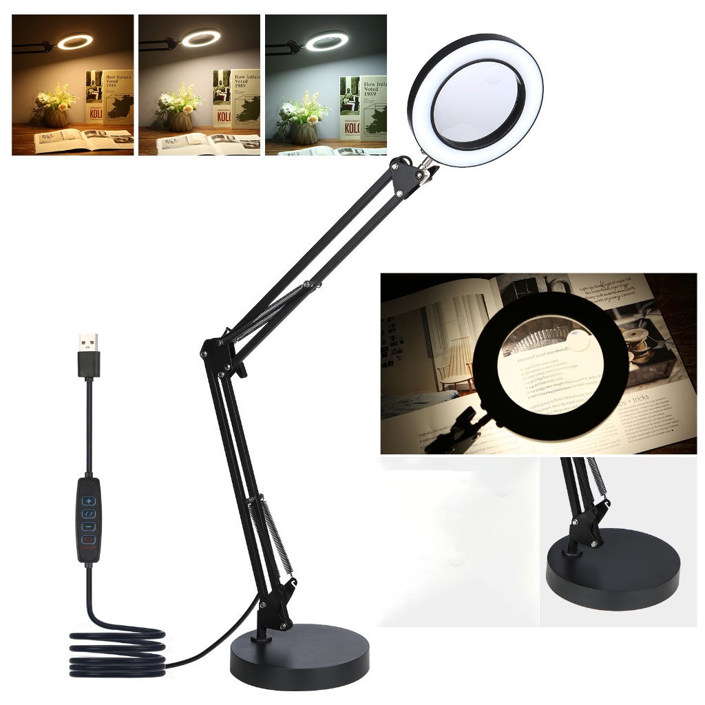 Luminaria De Mesa Led Ring Light Articulado Garra Aumento 5x