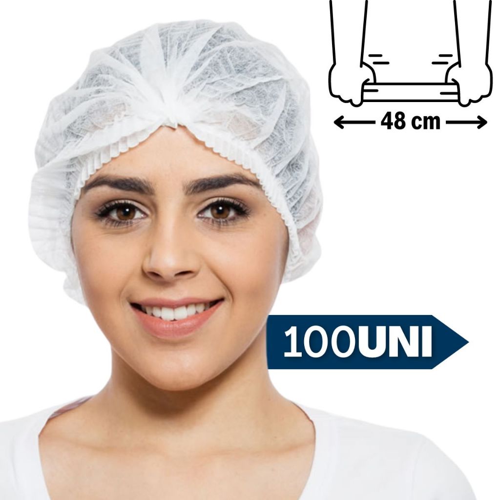 Touca descartável TNT Branca c/ Elástico - 100 Unidades