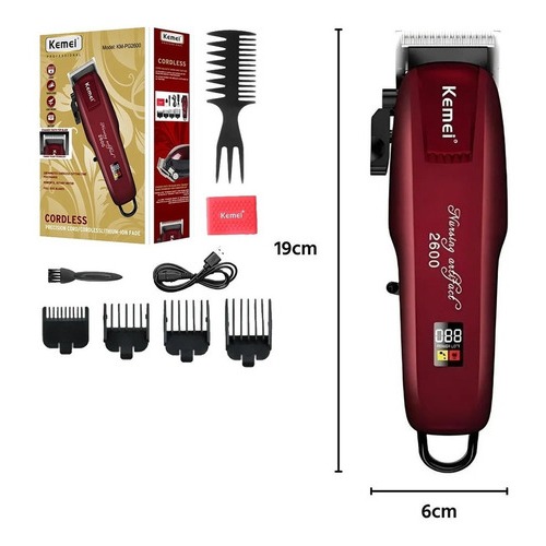 Máquina Profissional De Cortar Cabelo Sem Fio Bordô Kemei Km-PG2600 Barbeador Elétrico Original em Oferta na Shopee