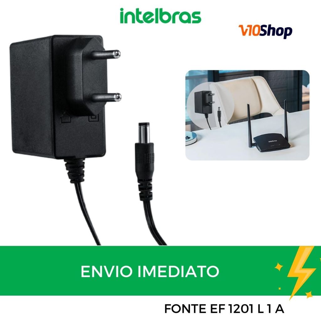 Fonte de alimentação AC/DC 12,8 V 1A - EF 1201L - Intelbras