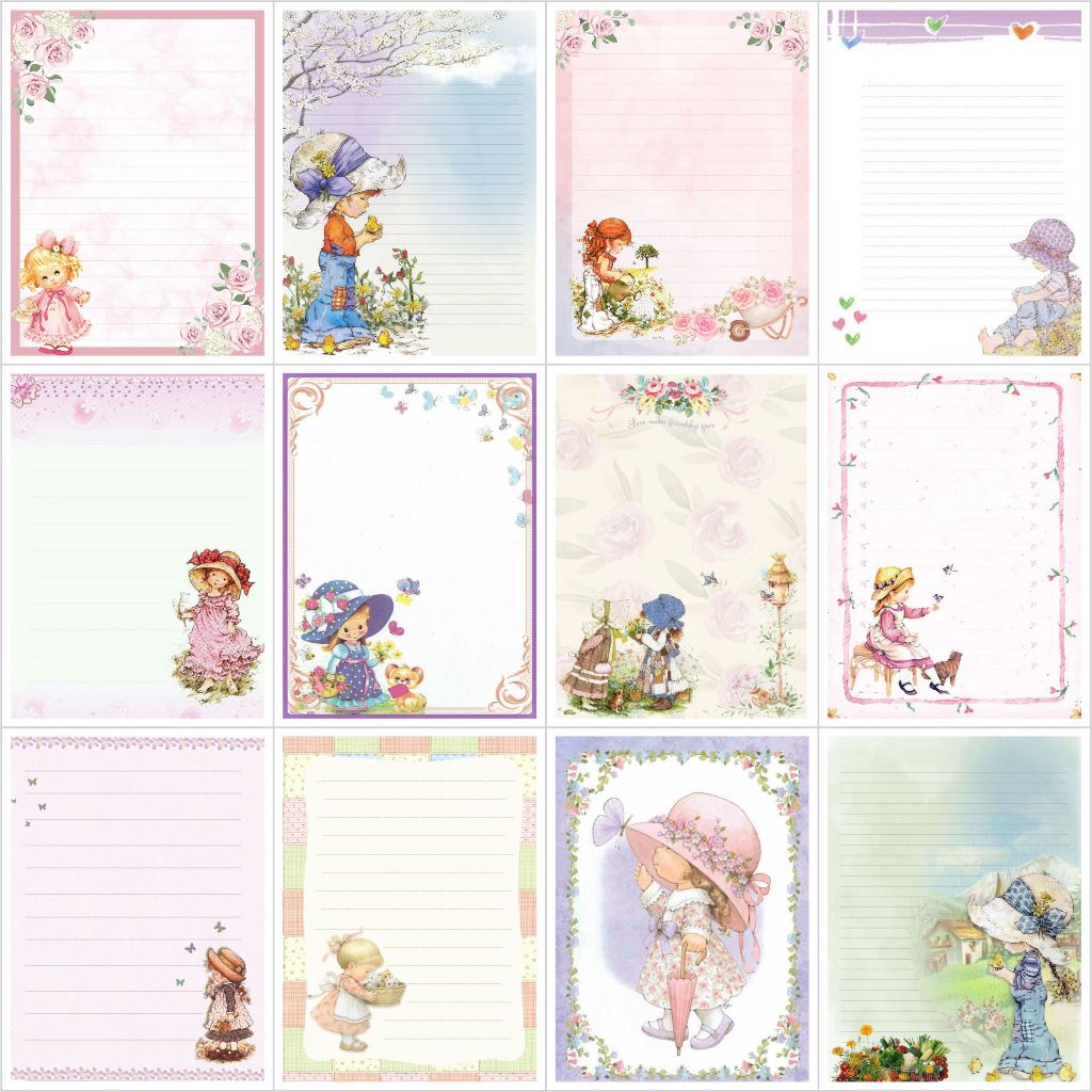 Coleção de Papel de Carta Bonecas Sarah Kay -  Bloco com 20 folhas variadas em Oferta na Shopee