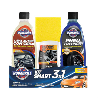 Kit 3x1 Lava Auto + Pretinho + Silicone + Esponja *PROMOÇÃO* Rodabrill em Oferta na Shopee