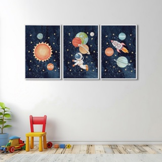 Quadro Infantil  Exploradores do Infinito: A Jornada do Astronauta Moldura 50x75 Com ou Sem Vidro em Oferta na Shopee