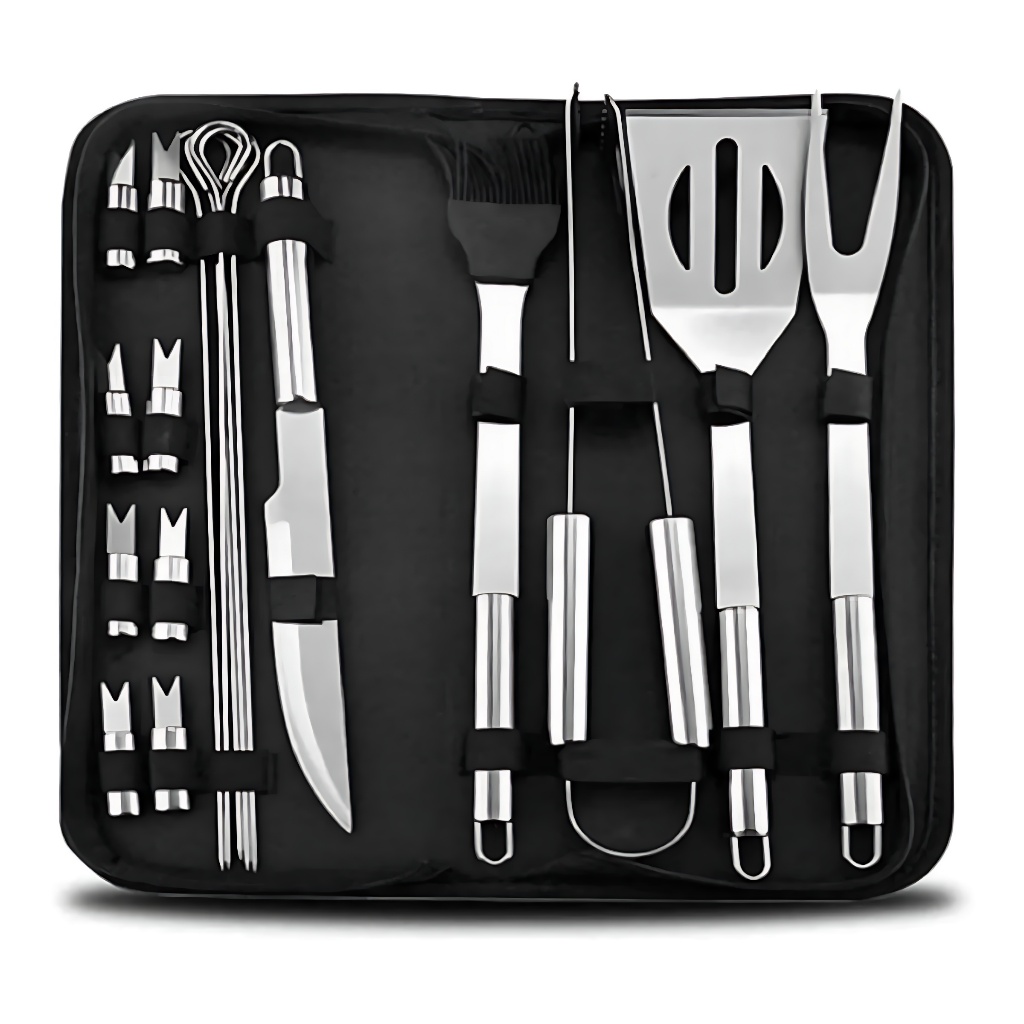 Kit Churrasco 18 Peças Inox Com Estojo Churrasqueiro Profissional