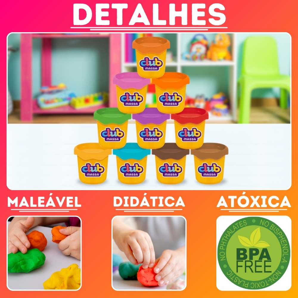 Kit 10 Potes Potinho De Massinha Massa De Modelar Divertoys · foto 2