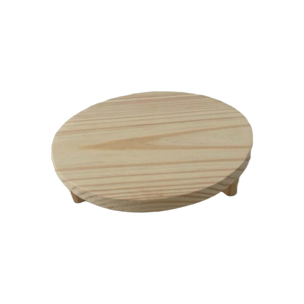 Detalhes do Tábua Redonda Madeira Pinus 20cm com Pé | Para Frios, Queijos, Petiscos, Churrasco e Decoração